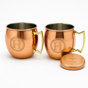 Juego de 2 tazas de mula de cobre ODI Moscú hechas en la India 16 oz - Imagen 1 de 8