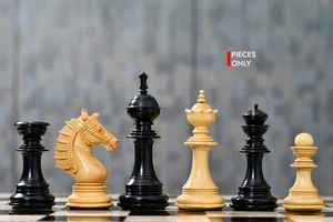 Sikh Empire Triple Weighted Chess Pieces in Ebony & Boxwood - 4.5" King - Picture 1 of 7