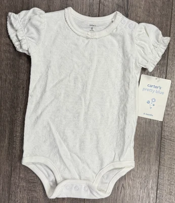 Ropa Bebé Niña Nuevo Vintage Carter's 6 Meses Bonito Azul Blanco Ojales Body Foto 1 de 3