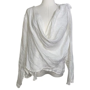Flax Textured 100% Linen Cardigan White Sz Womens Medium - Picture 1 of 9