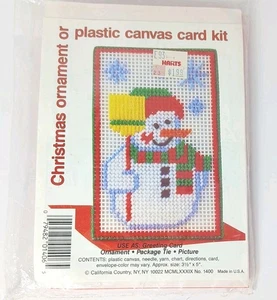 Vintage Plastic Canvas Snowman Ornament Or Christmas Card Kit 3.5"x5" - Picture 1 of 4
