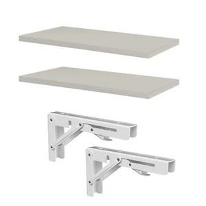 Highdecora Floating Shelves Wall Mounted Light Grey Depth 250mm Set of 2 - Picture 1 of 4