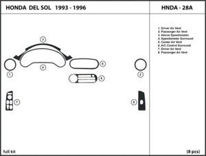 Real Carbon Fiber Dash Trim Kit for Honda del Sol 1993-1997 Interior Overlay - Picture 1 of 3