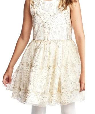 Vestido sem mangas The Children’s Place tamanho 5 meninas glitter creme e dourado trigêmeos - Imagem 1 de 4