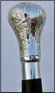 Nickel Finish Knob Brass Handle Walk Cane Black Wooden Walking Stick Men Women - Picture 1 of 4