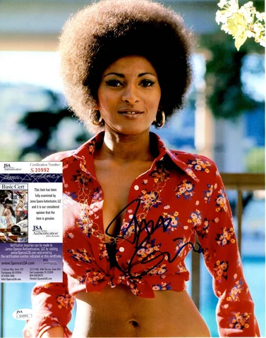 Pam Grier Signed 11x14 Photo w/ JSA COA #S30992 Foxy Brown Coffy Jackie Cover