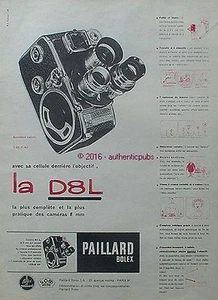 PUBLICITE PAILLARD BOLEX CAMERA LA D8L 8MM B8 L DE 1960 FRENCH AD ADVERT PUB - Imagen 1 de 1