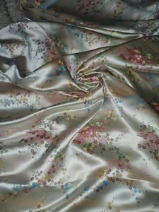 1M champange multi color floral Design Chinese Brocade Fabric 45" - Picture 1 of 7