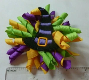 Novelty Kids Hair Clip Witch hat curly bow Fun halloween itsallonmyhead USA - Picture 1 of 3