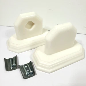 Vintage Pair Towel Bar Posts in Cameo White; Faux Marble / Porcelain - Resin? - Picture 1 of 8