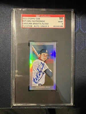 2011 eTopps T206 #27 Carl Yastrzemski Carolina Brights Auto /749 SGC 9 MINT - Image 1 of 2