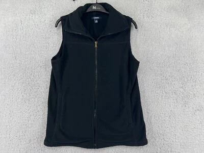 IZOD Vest Women M Black Fleece 100% Polyester Full Zip Mock Neck Sleeveless Golf - Image 1 of 4