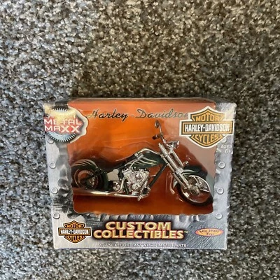 Metal Maxx Harley Davidson Custom Moto Escala 1:17 Verde - Nuevo Foto 1 de 4