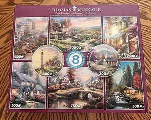 THOMAS KINKADE 8 PUZZLES IN ONE BOX!  USED.  2021 - Picture 1 of 23