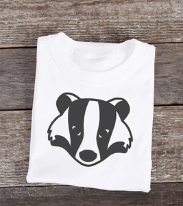 Badger T-Shirt Unisex Family Matching Adult Children Kids Cute Animal Face - Picture 1 of 4