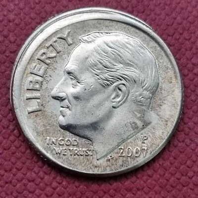 2007 P Roosevelt Dime 10c MINT ERROR - OFF CENTER #43730 - Image 1 of 2