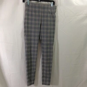 Zara Plaid Pants Gray Side Zipper Skinny Ankle Stretch Size Medium - Picture 1 of 4