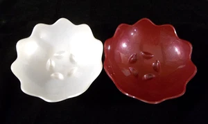 Tupperware perlweiß und weinrot Doppelschalen-Bonbonschüsseln oder Nussschalen mit Fuß - Bild 1 von 8