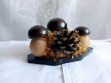 Vintage wooden figurines of mushrooms, decorative mushrooms