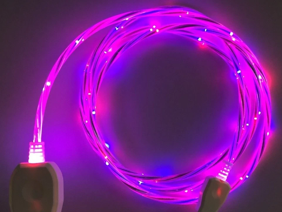 LED DUAL COLOR LIGHT USB El Cable charger FOR ALL MICRO-C TYPE REVERSIBLE PHONES - Image 1 of 4