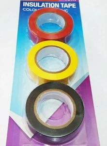 3er Pack PVC Isolierband verschiedene Farben Elektrik UK - Bild 1 von 2