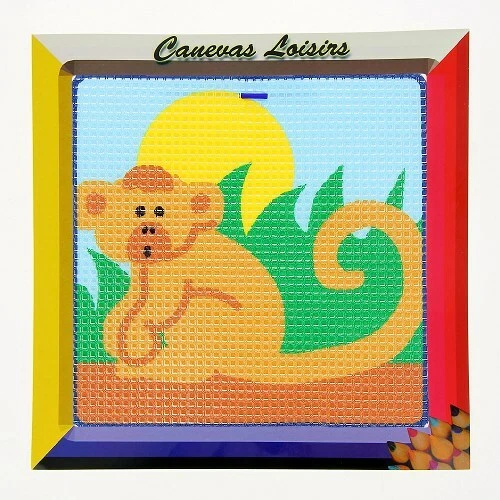 Kit canevas singe gros points toile coton + aiguille + fils broderie enfants - Photo 1/1