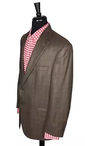 Hart Schaffner Marx Men Brown/Blue Plaid Wool Sport Coat Blazer Jacket Size 44R - Picture 1 of 12
