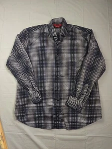 Justing Shirt Mens Extra Large Black Gray White Plaid Button Down Casual Dress  - Picture 1 of 11