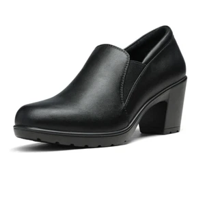 Women Low Chunky Block Heel Loafer Pumps Close Toe Work Office Business Shoes - Picture 1 of 24