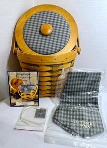 Longaberger Basket 1998 Crawford Granero Cesta Elevadora Forro Protector Tapa Atada - Imagen 1 de 16