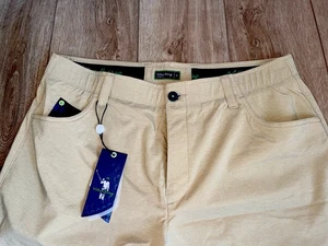 NWT William Murray Mens Chino Golf Shorts 36 Tan Straight Fit Flat Front Logo $$ - Picture 1 of 5