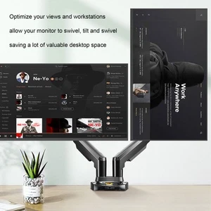 Dual Monitor Desk Mount Stand Adjustable Spring Swivel Vesa Arms With C Clam IDM - Afbeelding 1 van 12