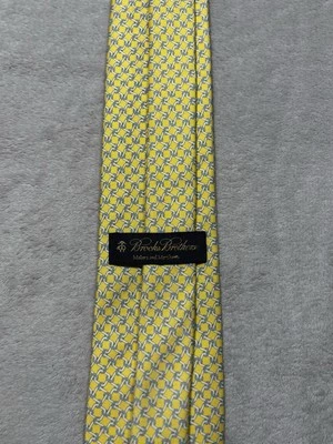 Brooks Brothers Amarillo Cadena Eslabones Patrón Corbata Popelina Seda Preppy Foto 1 de 4