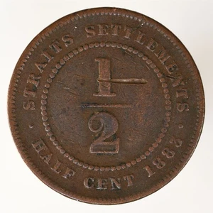 Medio centavo 1883 Straits Settlements KM#8 - Imagen 1 de 2