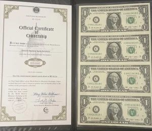 2009 $1 Bills Uncut Sheet World Reserve Monetary Exchange In Book (2) - Picture 1 of 5