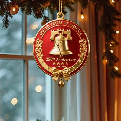 Independent Station New U.S. 250th Anniversary Bell nament O1O9 Metal Bell 9CM1 - Image 1 of 4