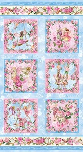Blue Fairy Garden 24" panel, Michael Miller, DDC12242, Spring Songs Flower Fairy - Picture 1 of 1