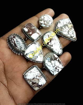 Wild Horse Gemstone Rings Lot 925 Sterling Silver Plated Jewelry Bulk Wholesale - Image 1 of 3
