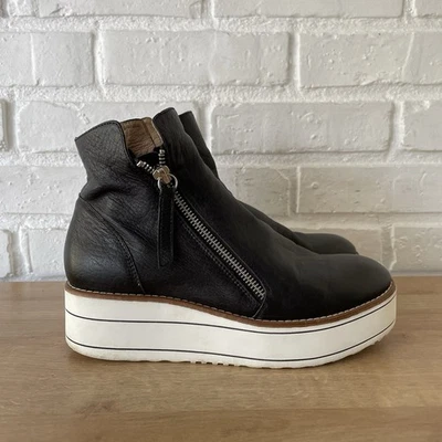 Botines Silent D Anthropologie Nene-Negro Cuero Suave Plataforma Cremallera Lateral 37-7 Foto 1 de 4