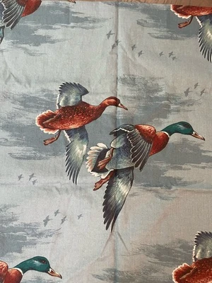 VTG 1988 Wild Geese In Flight Bill Domaratius  Designs Tablecloth Approx. 2 Yard - Image 1 of 4