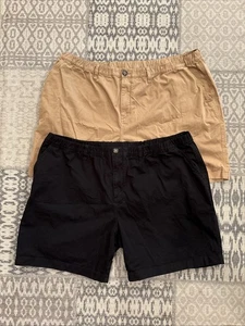 "2 pares de pantalones cortos Chubbies para hombre 3XL informales caqui chinos cintura elástica solapa bolsillo 7""" - Imagen 1 de 9
