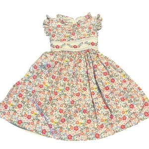 Bonnie Jean Floral Smocked Girls Size 5 Tie Back Dress Multicolored Embroidered - Picture 1 of 5