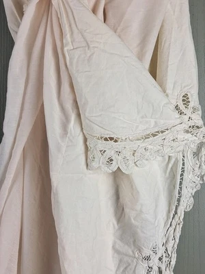 Falda de cama de encaje Battenburg con volantes antipolvo doble XL crudo 39X76X14 algodón Cottagecore Foto 1 de 4