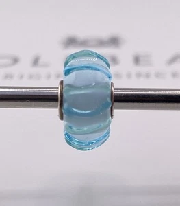 Trollbeads Blue Ripples Glass Bead Sterling Silver Core - NEW - Picture 1 of 4