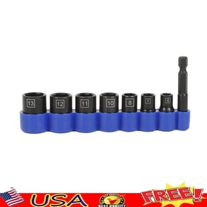 9-Piece 1/4in Metric Impact Socket Set Durable Steel High Torque W/ Adaptor New - Picture 1 of 11