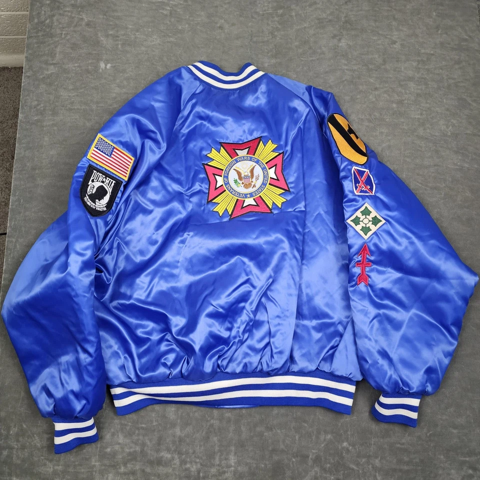 Chaqueta King Louie Para Hombres XL Azul Veterano de la Guerra de Corea Parche Muy Bueno Bordado EE. UU. 90s Foto 1 de 4
