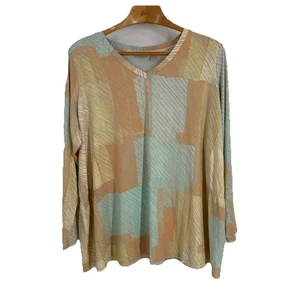 Logo by Lori Goldstein Womens Liquid Knit Tunic Top 3X Pastel Stretch Comfort - Picture 1 of 9