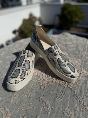 Vince Saxon 2 Mottled Cloud Snakeskin Snake Print Slip On Sneakers Women's 8M - Image 1 of 4