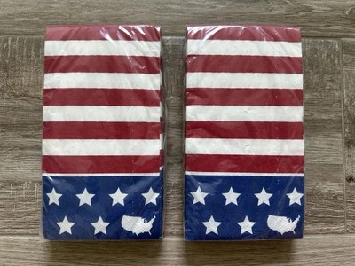 ¡NUEVO EN PAQUETE! Lote de 2 paquetes de servilletas patrióticas bandera americana 4 de julio de Estados Unidos. Foto 1 de 3