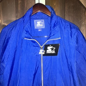 VINTAGE 90S STARTER WINDBREAKER JACKET UNISEX SIZE Large BNWT BLUE - Picture 1 of 8